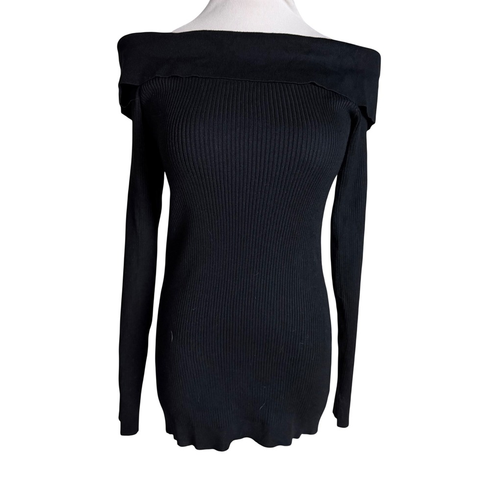 Lane Bryant‎ Black Off the Shoulder Ribbed Knit Sweater Plus Size 14/16 Pullover
